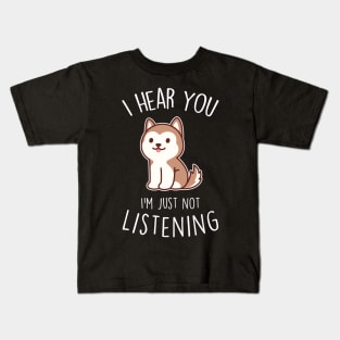 Red Husky Dog Not Listening Kids T-Shirt